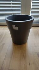 Zen Large 30cm Round Barrel Planter Plastic Plant Pot Stone Grey for sale  LONDON