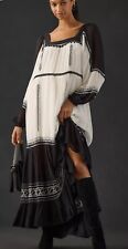 Maxi Vestido Transparente Bordado Mangas Largas Bordado Forrado Negro Blanco XL NUEVO segunda mano  Embacar hacia Mexico