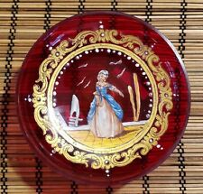 Mini prato decorativo vintage vidro de Murano pintado à mão menina vidro vermelho feito na Itália, usado comprar usado  Enviando para Brazil