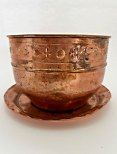 Vintage copper planter, antique copper metal flower pot with copper underplate for sale  Shipping to South Africa