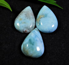 Natural Larimar Pectolite Ring Making Pear Loose Gemstone 3 Pcs Lot 16X22 MM, used for sale  Shipping to South Africa