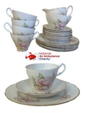 Vintage Royal Stuart Floral Tea Set 18 Pieces Tea Cup Saucers Creamer Sugar Bowl, used for sale  Shipping to South Africa