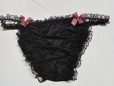Black Gloss Stretch Nylon lace mens Sissy panties tanga lingerie Frilly cd tv for sale  Shipping to South Africa