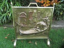 Vintage embossed Tin /Brass Surround  fire screen with Gondola / Street Scene . for sale  Shipping to South Africa