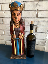 Usado, Antiga Caixa de Garrafa de Vinho de Madeira Arte Folclórica Espanha Figura Rainha Pintada Suporte de Estojo Articulado comprar usado  Enviando para Brazil