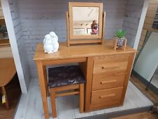 Vintage Retro Dressing Table Desk Country Style Solid Oak Stool & Mirror for sale  Shipping to South Africa
