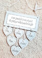 Personalised family heartstrings plaque Grey, used for sale  Shipping to South Africa