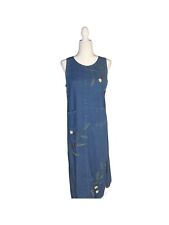 Vintage Denim Maxi Dress Needlepoint Embroidery Teacher for sale  Shipping to South Africa