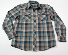 Camisa de franela LL Bean para hombre gris mediana azul a cuadros frente a presión manga larga delgada, usado segunda mano  Embacar hacia Argentina