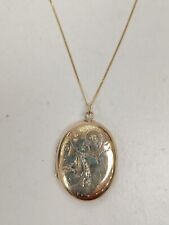 Beautiful Vintage 9ct 375 Yellow Gold Chain With Oval Floral Locket 5.01g for sale  Shipping to South Africa