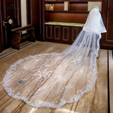 Véus longos de casamento com pente duas camadas apliques véu de noiva véus de borda de renda comprar usado  Enviando para Brazil