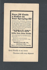 1909 NY Manhattan Oil Co vende spray que mata insetos em escala de San Jose matando comprar usado  Enviando para Brazil