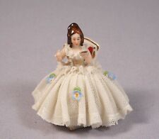 Dresden Lace Figurine Girl Lady Germany Crown Mark Applied Flowers  for sale  Canada