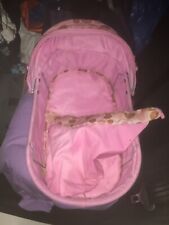 Used, Doll Pink Baby Doll Cot Bed  Sleeping Bag/Baby Stroller With Basket Excellent for sale  Shipping to South Africa