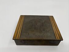 Antique Art Deco Silver Crest Bronze Wood Lined Cigarette Desk Box 4.25” for sale  Shipping to South Africa