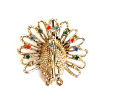 Vintage Gold Peacock Brooch Can also be Worn as Pendant Gold Tone  1.5" Pin for sale  Shipping to South Africa