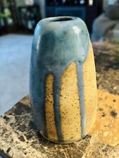 Studio Art Pottery clay bud Vase Brown w/High Gloss Drip Glaze 4 1/2” T (signed) for sale  Shipping to South Africa