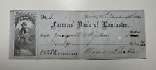 Farmers Bank of Lancaster - Cheque bancário - Lancaster PA - 1862 comprar usado  Enviando para Brazil