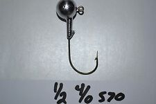 1/2 ROUND BARBED  jig heads 4/0 12 pk bass walleye BRONZE ABERDEAN HOOK, used for sale  Shipping to South Africa