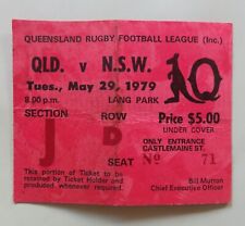 QLD 1979 Rugby State of Origin Ticket:  QUEENSLAND vs NEW SOUTH WALES, Lang Park for sale  Shipping to South Africa