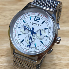 Akribos Quartz Watch Men 30m Silver Steel Date Day Mesh Band Analog New Battery for sale  Shipping to South Africa