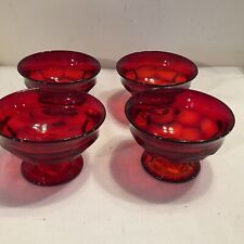 Vtg Viking Red Georgian Honeycomb Footed Sherbet Glass Dessert Bowls Set of 4 for sale  Shipping to South Africa