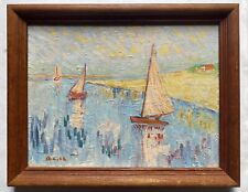 Mid Century 1962 Original Fauvism Impressionist Coastal Seascape Oil Painting for sale  Shipping to South Africa