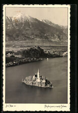 Bled Jezero, V ozadju Stol, pocztówka , używany na sprzedaż  Wysyłka do Poland
