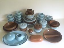  MID CENTURY MODERN RUSSEL WRIGHT IROQUOIS ICE BLUE & NUTMEG DINNERWARE 82PC SET for sale  Shipping to Canada