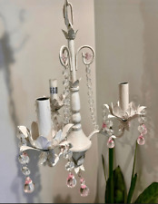 Candelabro vintage/antigo elegante ferramenta floral 3 luzes cristal rosa comprar usado  Enviando para Brazil
