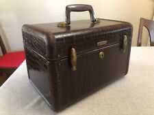 Samsonite Vintage Travel Make-Up Train Case 50s Luggage ~ 4112 Alligator Brown for sale  West Salem