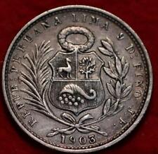 Moneda Extranjera de Plata Perú 1903 1/5 Sol segunda mano  Embacar hacia Argentina