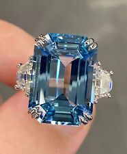7 Carat Unheated Santa Maria Blue Aquamarine 18K White Gold Large Cocktail Ring for sale  Shipping to South Africa