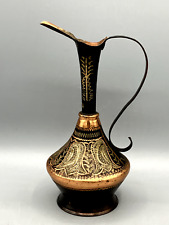 Vintage Copper Hand Crafted and Etched Elaborate Pattern Pitcher Middle Eastern for sale  Shipping to South Africa