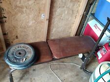 Used, bench press bar with weights for sale  Lee