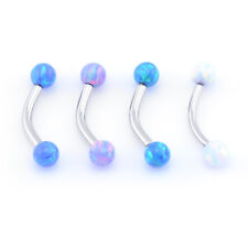 Opal Banana Bar Curved Barbell Internally Threaded Lip Nose Septum Ear Ring for sale  Shipping to South Africa