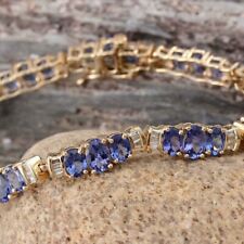 15 CT Oval Cut Lab Created Tanzanite Tennis Bracelet With 14K Yellow Gold Finish, used for sale  Shipping to South Africa