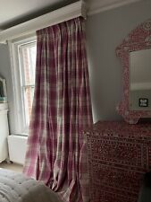 HUGE PINK LARGE TARTAN PLAID CHECK FRENCH MTM BESPOKE DESIGNER BLACKOUT CURTAINS for sale  Shipping to South Africa