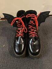 Used, Doc Martens 2” Platform Boots Punk Emo Hallowern Scene Chains Charms Red Laces for sale  Shipping to South Africa