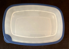 Recipiente de armazenamento Rubbermaid 1,1 gal transparente com tampa de acabamento azul - VINTAGE comprar usado  Enviando para Brazil