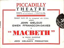 MACBETH PICCADILLY THEATRE LONDON PROGRAMME 1942 JOHN GIELGUD for sale  Shipping to South Africa