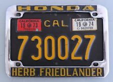 1963-1970 CALIFORNIA BLACK MOTORCYCLE PLATE FRAME FRIEDLANDER HONDA Z50 CB750 CL for sale  Shipping to South Africa