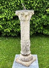 Fine Vintage Stone Garden Column Sundial- Roman Greek Musicians Corinthian Rokes for sale  Shipping to South Africa