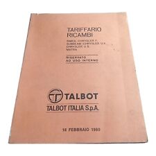 Talbot tariffario ricambi usato  Macomer