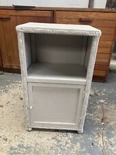 Used, Vintage Lloyd Loom Style White Painted Bedside Cabinet Unit with Cupboard for sale  Shipping to South Africa