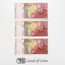 ESPAÑA: 3 x 2.000 billetes de peseta española con números de serie consecutivos. segunda mano  Embacar hacia Mexico