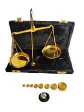 Vintage Gold Brass jewellery Scale With Velvet Box & Complete Set Weight Balance, used for sale  Shipping to South Africa