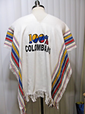Vintage Columbia Poncho Envoltura Sarape Tejido Algodón 100% Colombiano Unisex, usado segunda mano  Embacar hacia Argentina