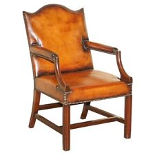 ANTIQUE RESTORED GAINSBOROUGH HAND DYED WHISKY BROWN LEATHER OFFICE DESK CHAIR for sale  Shipping to South Africa