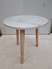 Marble Effect Round 34×37cm Side Bedside Coffee Table Wooden 3Leg Portable Stand for sale  Shipping to South Africa